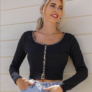 NWOT SHEIN Black Leopard Top